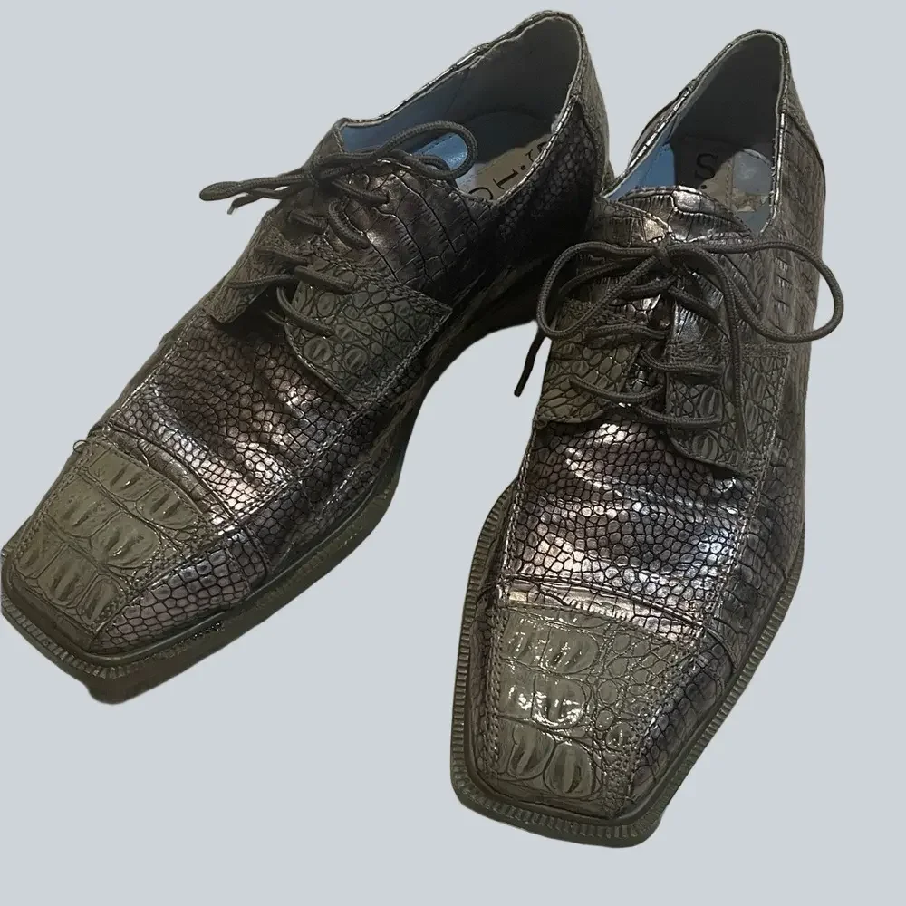 Men's SIO Crocodile Pattern Lace-Up Shoes